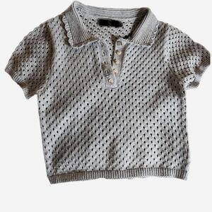 Gray Knit Polo Shirt